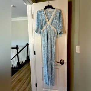 RIXO maxi dress, light blue with white, beautiful fit